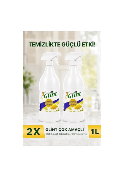 Glint Çok Amaçlı Bitkisel Yüzey Temizleyici 2x1 Litre 2'li Set