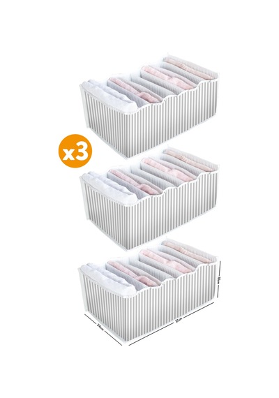 Esti 3 Adet - 8 Gözlü Çekmece Içi Akordiyon Organizer - Large 24 X 37 X 18 Gri