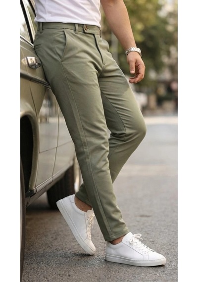 Defymoda Erkek Slim Fit Dilli Kumaş Pantolon Çağla