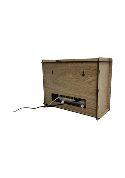 Modem Saklama Kutusu - 25x18x9 Cm Dekoratif Ahşap Modem Saklama Kutusu Modem Rafı Meşe Kahverengi