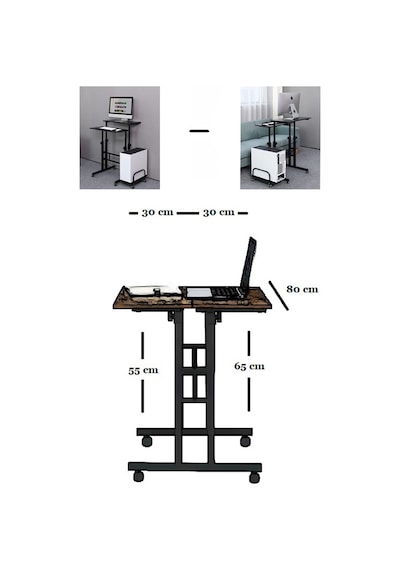 Yükseklik Ayarlı Bilgisayar/Laptop Ve Çalışma Masası - Ceviz