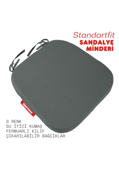 XPERMATE Standartfit Oval Sandalye Minderi 42x42x5 Antrasit