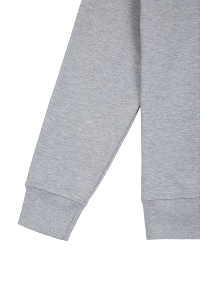 Beord Gri Melanj %100 Pamuk Bisiklet Yaka Sweatshirt Bss1-146