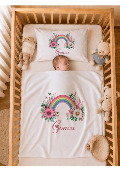 Pia Baby İsme Özel Kız Bebek Hastane Çıkışı 12 Parça %100 Pamuk Organik Baskılı Kese Hediyeli Set 106511k0x Ekru