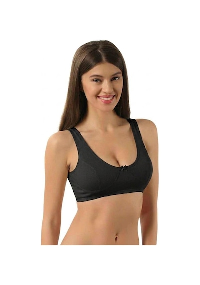 Özkan Underwear 6 Adet Özkan Bayan Pamuklu Ribana Yarım Atlet Sütyen 0564 Siyah