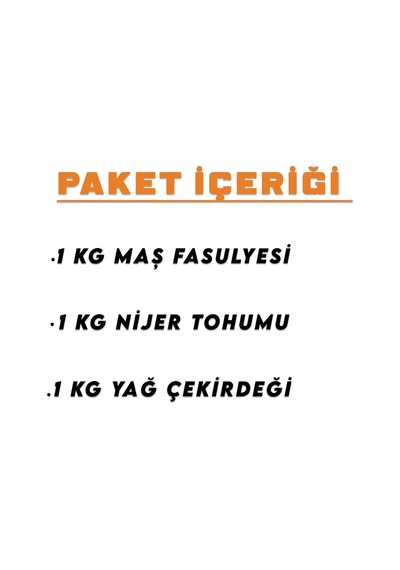 3 Kg Premium Papağan Yemi Maş Fasulyesi Yağ Çekirdeği Nijer Tohumu