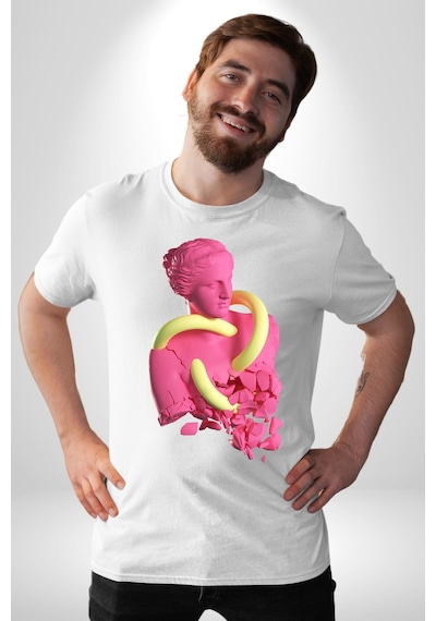 Pop Art Yaratıcı Heykel Pembe Unisex Unisex Beyaz Organik Baskılı T-shirt Penye Yüksek Kalite Beyaz Pop Art Yaratıcı Heykel Pembe Unisex Unisex Beyaz Organik Baskılı T-shirt Penye Yüksek Kalite Beyaz