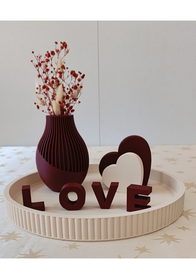 Tepsi Vazo Love Set Bordo 14