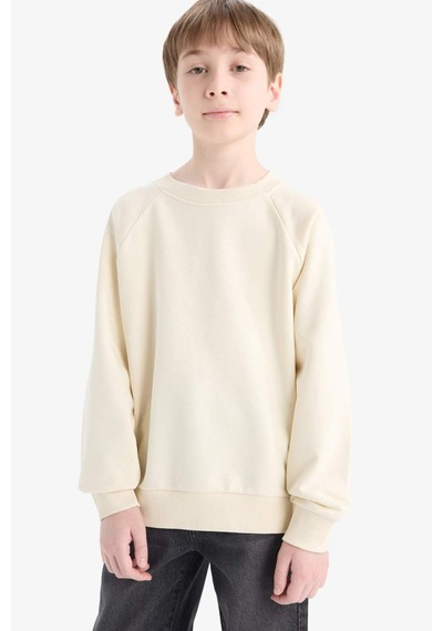 Defacto Erkek Çocuk Bisiklet Yaka Basic Düz Sweatshirt E8415a825aubg734 Bej