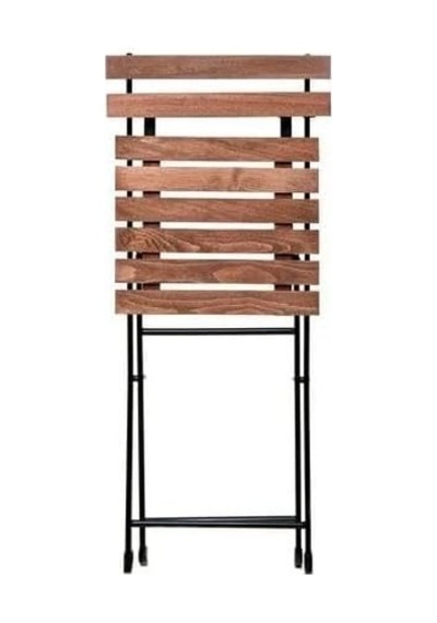 Katlanır Metal Ayaklı Ahşap Masa Sandalye Bistro Üçlü Set 60x60x75 Balkon Masası Sandalye Diğer