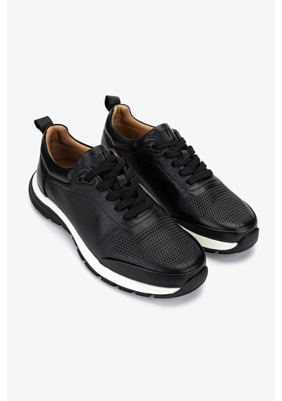 Valmenti Erkek Hakiki Deri Siyah Deri Sneakers & Spor Ayakkabı 233 5145 Erk Ayk Y25 Sıyah Dr Siyah