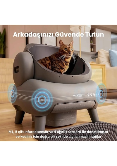 Neakasa M1 Plus Üstü Açık Akıllı Full Otomatik Kedi Tuvaleti UV Koku Önleyici App Kontrollü