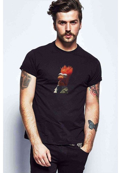 The Muppets Baskı Etekden Başlasın Baskılı Siyah Erkek Tshirt