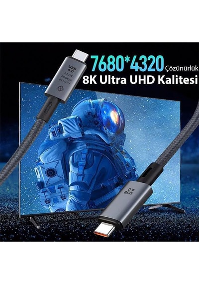 Profesyonel 240w Type-c Şarj Kablosu 40gbps Veri Aktarım 8k Hdmı Notebook Laptop Macbook Şarj Usb4.0