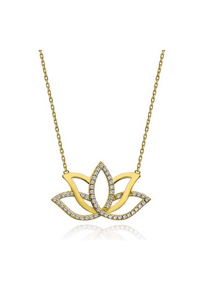 Gümüş Gold Lotus Çiçeği Kadın Kolye Altın