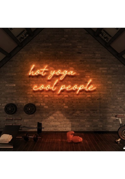 Hot Yoga Cool People Yazılı Neon Tabela Turuncu