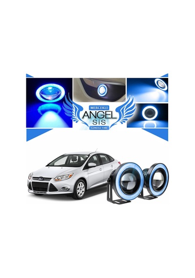 Ford Focus 3 Uyumlu, Universal Mercekli Led Sis Farı, 76mm Buz Mavi Renk