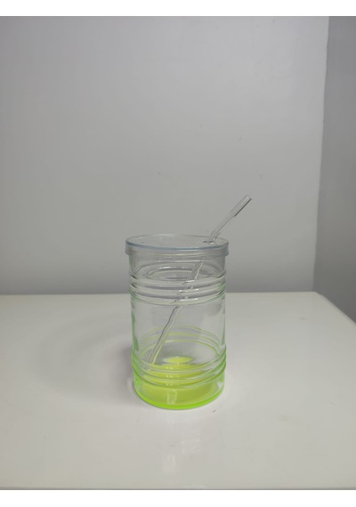 Renkli Cam Pipetli Bardak Sarı