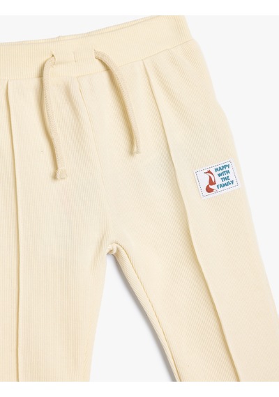 Koton Basic Jogger Eşofman Altı Beli Bağlamalı Pamuklu Ekru 5wmb40012tk Ekru