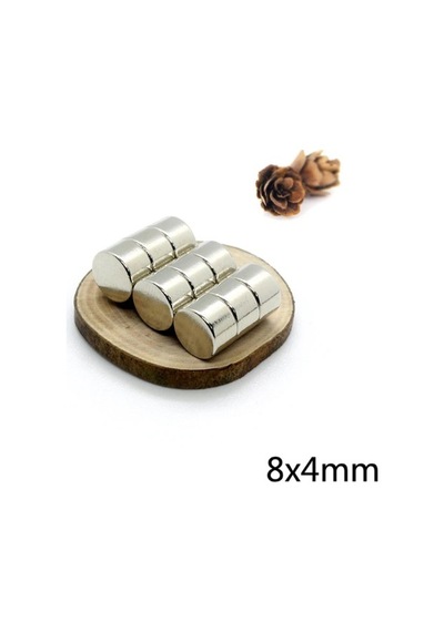 10 Adet Çap 8Mm X Kalınlık 4Mm Yuvarlak Güçlü Neodyum Mıknatıs N11.2419