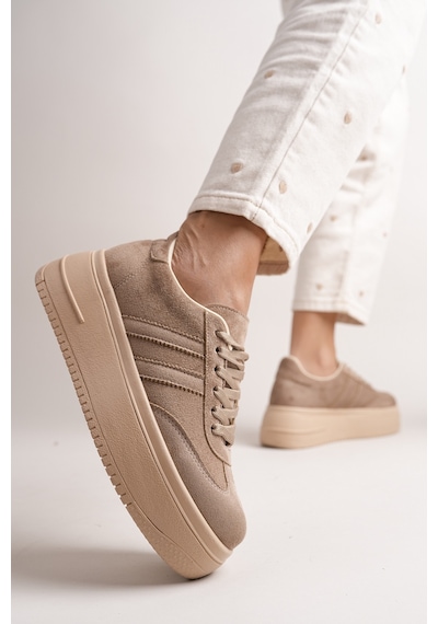 Bahrina Kadın Kalın Tabanlı Sneaker Vizon