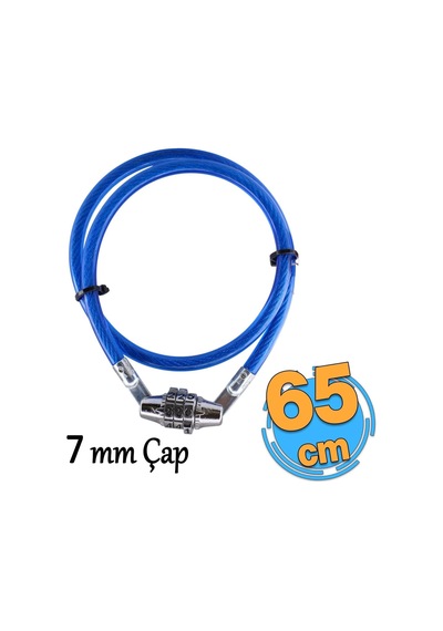 Şifreli Bisiklet Motosiklet, Scooter Çelik Halat Kilidi 65 Cm Çelik Kilit Çap 7 Mm Diğer