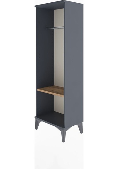 Arges Dolap Tek Raflı Tek Askılı 44x30x134 Antrasit-çam Antrasit