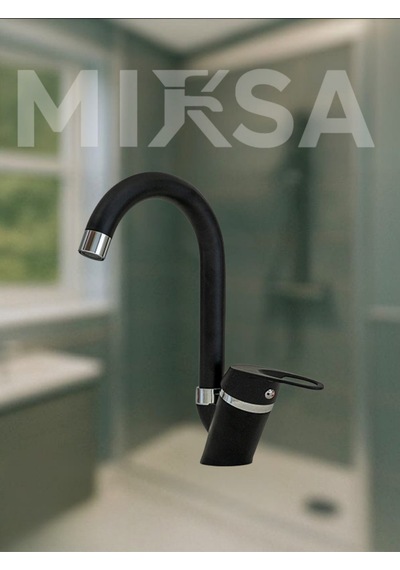 Siyah-krom Baston Borulu Banyo Lavabo Bataryası, Musluğu, Çift Su Girişli