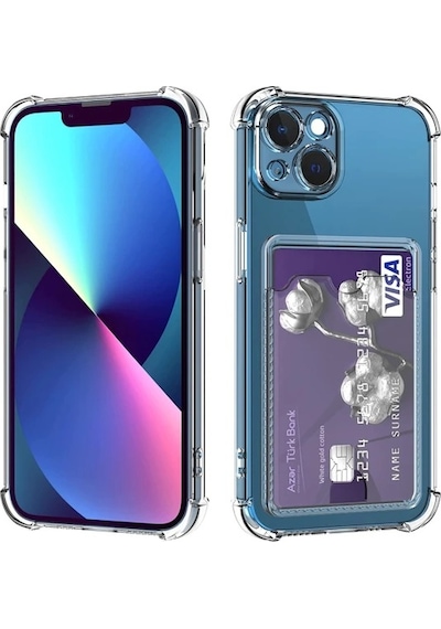 Apple Uyumlu Adige iPhone Uyumlu 13 Mini Kılıf Kamera Korumalı Kartlıklı Setra Şeffaf Silikon -