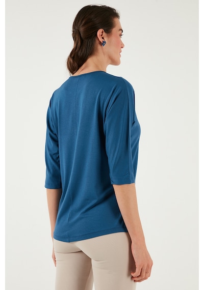 Lela Bisiklet Yaka Truvakar Kol Bayan Bluz 5861416Y Indigo