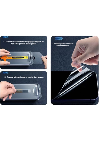 Apple Apple iPhone Uyumlu  17 3d Temperli Cam Ekran Koruyucu + Kolay Uygulama Aparatı