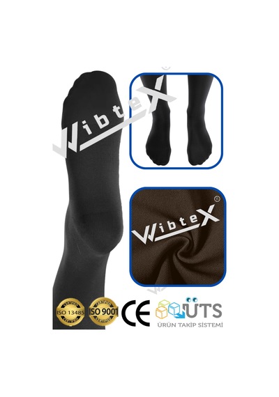 Wibtex Diz Üstü Varis Çorabı Kapalı Burun Siyah Renk Siyah CCL2 5 Kapalı Diz Üstü