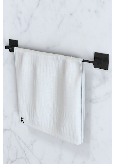 Karteya Yapışkanlı Siyah Uzun Havluluk Pratik Ve Şık Banyo Mutfak Havluluk Beyaz