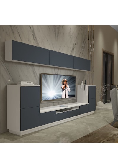 Decoraktiv Trendstyle 9s Mdf Tv Ünitesi Tv Sehpası Beyaz - Antrasit