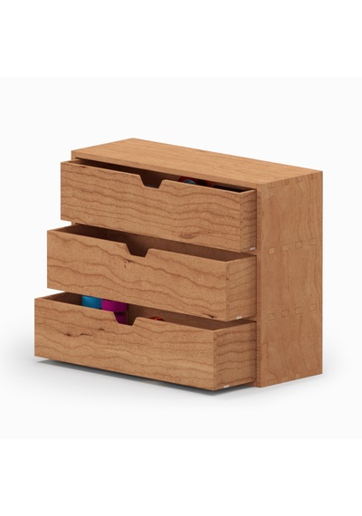Desna Üç Katlı Üç Çekmeceli Dolap - Kiraz 34 Cm Uzunluk X 12.1 Cm Derinlik X 27.2 Cm Woodsaka Doğal Ahşap