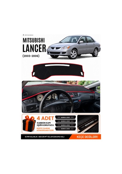 Mıtsubıshı Lancer 2003-2006 Uyumlu Torpido Örtüsü, Torpido Kılıfı - Siyah Kırmızı