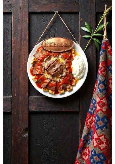 İskender Temalı İpli İpli Mdf Ahşap Kapı Duvar Süsü, Restoran, Salon, Mutfak Dekoratif Tablo