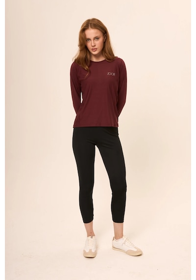 Zoor Kadın Uzun Kol Compression Fitness Gym Spor Body Tshirt Bordo