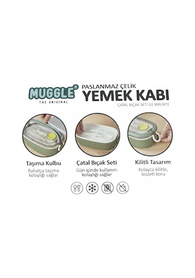 Paslanmaz Çelik Yemek Kabı 750 Ml - Çatal Kaşık Setli, Çift Kilitli Tasarım- Pembe Renk Çok Renkli