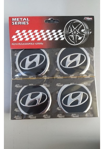 Jant Göbeği Arma Hyundai Alüminyum 60Mm. 4'Lü Set Siyah