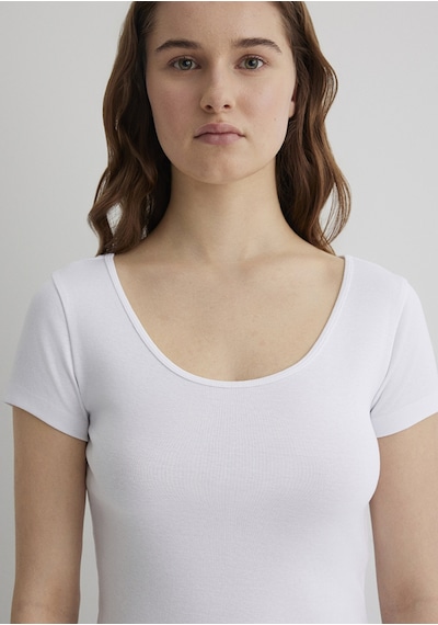 Mavi - Beyaz Basic Crop Tişört 1612374-620 Beyaz
