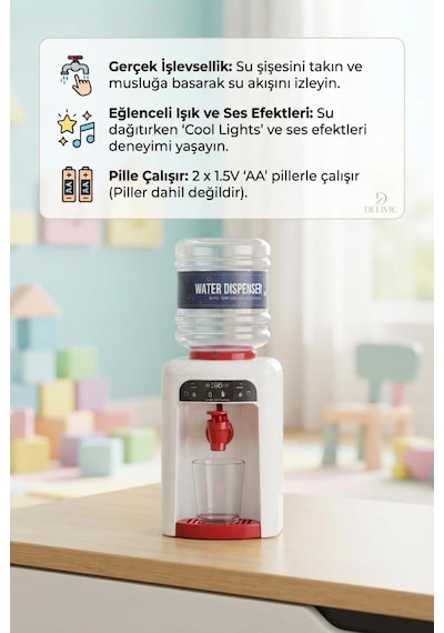 Sesli Ve Işıklı Çocuk Su Sebili 32 Cm - Minikler İçin Eğlenceli Ve Gerçekçi Bir Deneyim Oyuncak Su Sebili