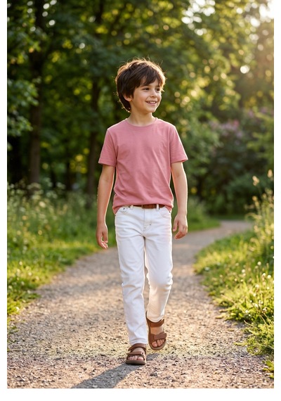 Kiagu Kısa Kol T-shirt Basic Terletmeyen Esnek Kumaş Pamuklu Mevsimlik Kısakol Erkek Çocuk Tsort Pudra