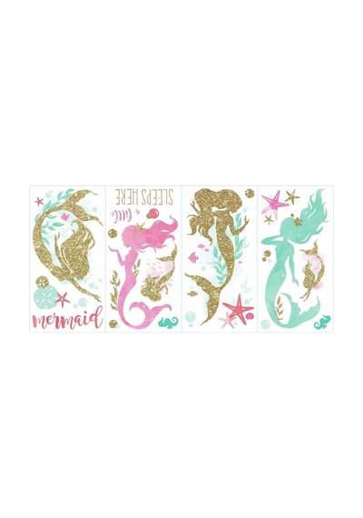 Rmk3562scs Mermaid Peel And Stick Duvar Çıkartmaları Glitter İle Çok Renkli