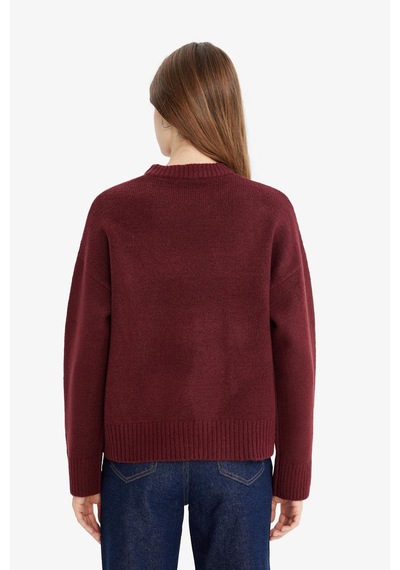 Defacto Oversize Geniş Kalıp Bisiklet Yaka Triko Kazak R6044az25wnbr452 Bordo-br452