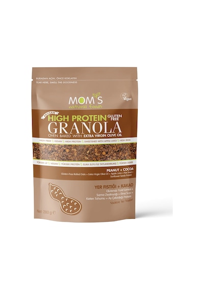 Mom's Yüksek Proteinli Glutensiz Yer Fıstıklı Kakao Granola 280 G - 5 Adet Tarı