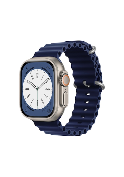 Forzacase Apple Uyumlu  Watch Ultra 2 49mm İçin Oluklu Ocean Silikon Kordon Kayış - Fc007 Lacivert
