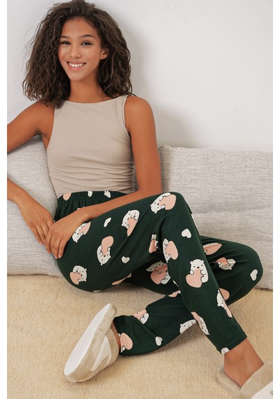 Bigdart 4323 Desenli Pijama Altı - Y. Zümrüt Yeşili