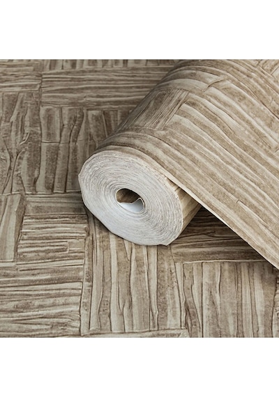 Adawall Muse Koleksiyonu- 25101-4 Koyu Bej Dokulu Silinebilir Nonwoven Vinil Duvar Kağıdı 1.06x15.6m - 16.5m²