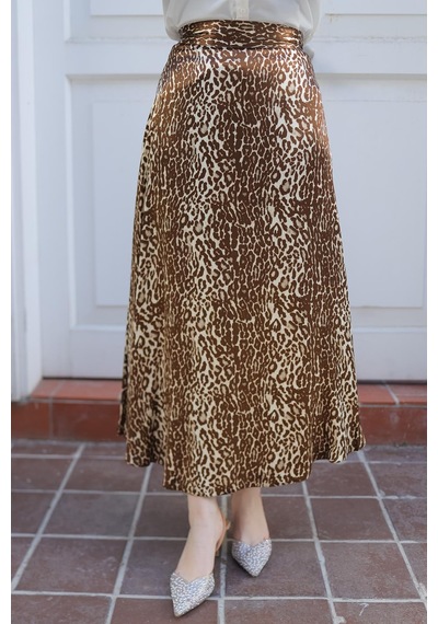 Armine Trend Leopar Desenli Etek-kahverengi 24kt103 Kahverengi